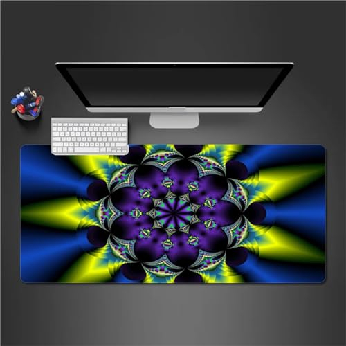 QiHon Gaming Mauspad XXL Lila Blau Großes Mauspad Schreibtischauflage mit Vernähte Kanten Einer speziellen Oberfläche verbessert Geschwindigkeit und Präzision 1200x600x3mm