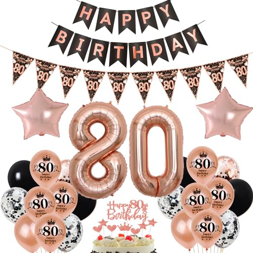 noir or rose ballon 80 ans anniversaire femme décoration gâteau 80 ans anniversaire femme décoration anniversaire 80 ans femme rosegold ballon décoration 80 ans anniversaire femme ballon