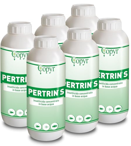 Copyr Pertrin S - Insetticida Antizanzare Mosche Scarafaggi Blatte Insetti Striscianti e Volanti, Flacone da 1L x 6 Pezzi, Repellente Zanzare Liquido Abbattente Snidante, Uso Professionale e Domestico