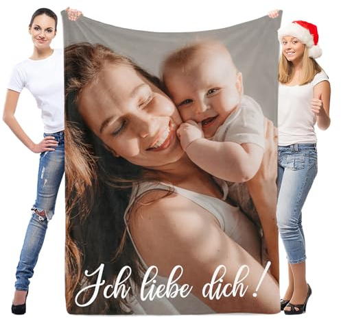 LNM Personalisierte Decke mit Foto, Personalisierte Decken, Personalisierte Foto Decke, Personalisierte Kuscheldecke, Personalisierte Muttertagsgeschenk für Mama