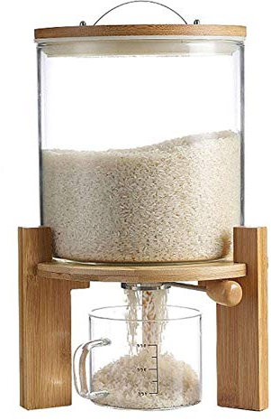Glas Reisspender Müslibehälter Feuchtigkeit und Staubdicht Versiegelter Reiseimer mit Messbecher Wasserdicht Lebensmittel Vorratsbehälter für Getreide Hülsenfrüchte