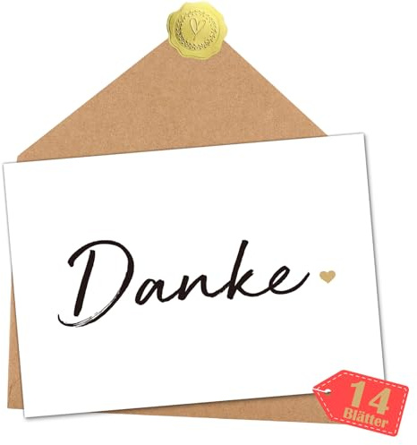 Sugeru 14 PCSDankeskarten im Set - Inklusive Umschlägen und Aufklebern - Karte Danke um Dankbarkeit Auszudrücken - Eine Dankeskarte für Kollegen, Familie, Freunde und Lehrer Eignet (Ⅶ)