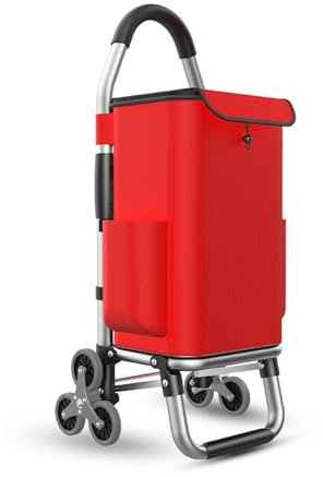 Chariot d'escalier pliable Oxford avec 6 roues, grande capacité de 36 L, rouge
