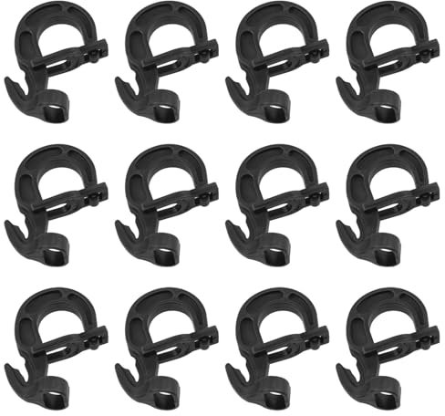 Lovelysp - Ganci in plastica elastica per corde elastiche da 1/4 e 3/8 (nero) 12 pezzi
