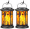 BUCASA Lampe Solaire Exterieur Jardin Suspendue, 2 Pièces Lanterne Solaire Exterieur avec Effets de Flammes Réalistes, IP65 Étanche Lumiere Solaire Exterieur pour Terrasse Pelouse Balcon Deco Jardin