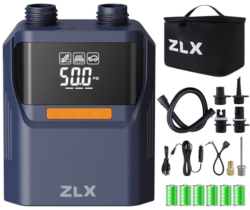 ZLX Pompa Elettrica Dell'aria, 50PSI Pompa SUP con Batteria Ricaricabile, Alta Pressione Doppia Fase Gonfiaggio/Deflazione, Accessori per Tavole da Paddle, Kayak, Barche, Tende, Materassini
