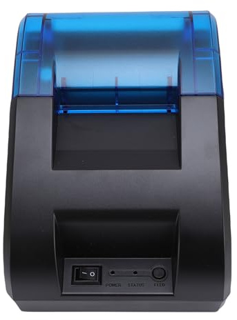 Topiky Imprimante de Reçus POS, Imprimante Thermique Bluetooth 58 Mm, Mini-imprimante de Poche Portable sans Fil pour Tickets de Caisse, Caisse Enregistreuse POS pour (Prise UE)