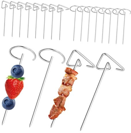 Toyvian 20pièces Brochettes De Barbecue Acier Inoxydable Pour Viande Grillades Légumes Extérieur Barbecue Four