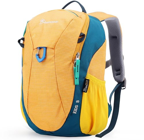Mountaintop 8L/12L barnryggsäck Kita ryggsäck med bröstbälte och koppel för flickor pojkar 1–3 år, 8 l gul, 8