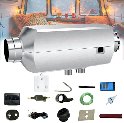 Feiphla Chauffage Diesel Chauffage Gasoil, Chauffage Camping Car 12v 8kwEcran LCD De ContrôLe De La TempéRature avec TéLéCommande,PréChauffage Moteur Camion Et Bateau,12V