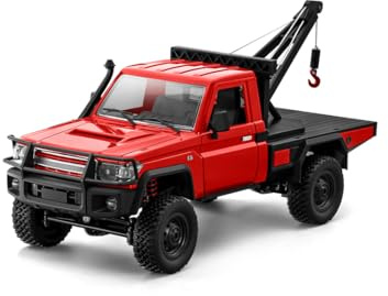 ExploTex 1:12 Maßstab RC Crawler Car – 2,4G Vollproportionales 4WD RC Auto Mit Funktionierendem Kran, Hebbarem Haken, 2-Gang – Geschenk Für Technikbegeisterte (RTR/Rot)