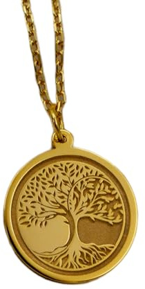 LKBEADS Collana argento sterling 925 22 mm catena 18 pollici albero della vita – radici familiari con simbolo celtico spirituale placcati oro |LKRPG_01683