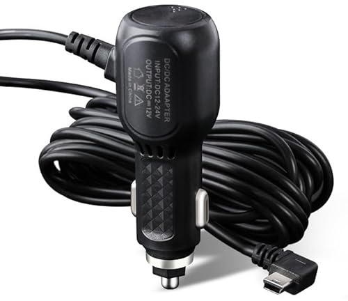 3.5M Mini USB Car Charger for Dash Cam Power Lead Cable with Left Angle Micro USB Connector 12-24V to 5V 1.5A Universal Car Adapter Power Cord for Dash Cameras Sat Navs GPS Navigation DVR