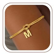 SLOONG Einschulung Geschenk - Armband mit Buchstaben für Frauen Mädchen | Vergoldet/Versilbert Knot Armband Hypoallergen Armbänder Geburtstagsgeschenk Geschenke für Frauen Mädchen Kinder Schmuck