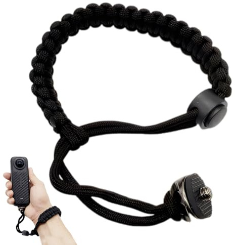 YUPZAR 1 Pezzi Cinturino da polso per fotocamera, compatibile con 360 X3 selfie, con vite ad anello a D da 1/4, cinturino da polso regolabile per fotocamere d'azione, action camere