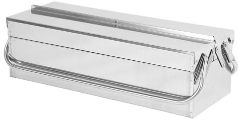 Hyuduo Boîte à Outils en Porte-à-faux en Acier Inoxydable, Boîte de Rangement d'Outils Extensible à 3 Niveaux et 2 Plateaux pour la Réparation Automobile à Domicile avec Poignées Renforcées et