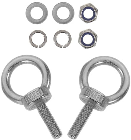 Zerodeko Cáncamos de Acero Inoxidable M6X20 con Tuercas de Nylon Arandelas Planas y Elásticas Tornillos de Anclaje Resistentes para Fijación en Concreto Uso Industrial y Elevación