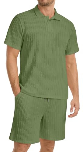 LVCBL Men's Tracksuits Polo Shirt & Shorts 2 Piece Set Summer Tracksuit Clothing Fashion Casual T-Shirts and Shorts M-3XL