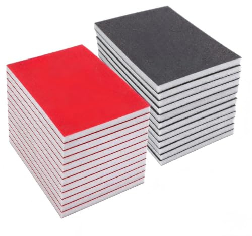 Lot de 24 éponges abrasives - Grain 120-3000 - Papier abrasif sec et humide - Tampons abrasifs professionnels pour bois, métal, peinture, meubles, carrosserie, polissage et modélisme