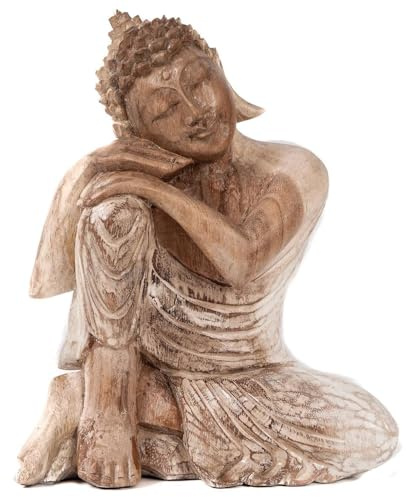 Buddha Siddhartha 22 cm Glücksfigur Dekofigur Meditation Handarbeit Holz