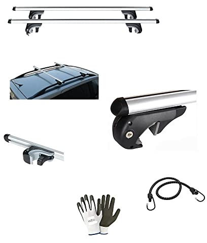 Compatible con Tata Indigo II Station Wagon 2017 Barras portaequipajes para Techo de Coche 120 cm Barra para Coche con raíles no enganchados Completamente al Techo portaequipajes Aluminio homologadas