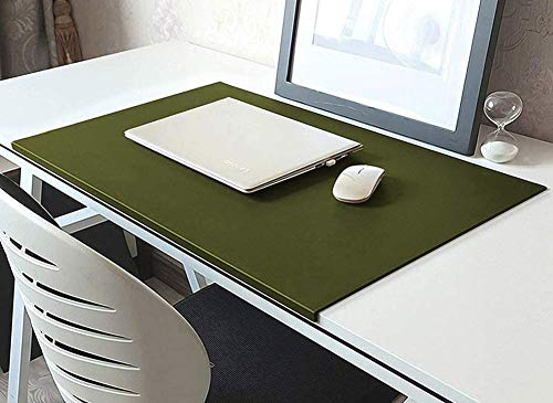 Schreibtischunterlage mit Kantenschutz Wasserdicht PU Leder Rutschfest Mauspad Hitzebeständig Büro Tischmatte für Tastatur Laptop und PC Dunkelgrün 120x60cm