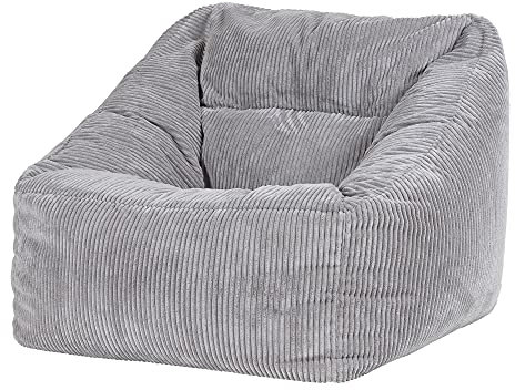 Icon Natalia Sitzsack Sessel für Erwachsene, Grau, Flauschiger Cord Stoff, Riesen Sitzsack Cord mit Füllung, Bean Bag Chair, Bequemer Sessel Wohnzimmer, Lounge, Schlafzimmer, Büro