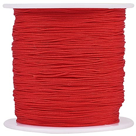 Craftdady 137 m lange Nylonschnur, geflochtenes Perlenfaden, chinesisches Knoten, Makramee-Seil, Schnur für DIY-Armbänder, Halsketten, Schmuckherstellung, Rot, 0,5 mm