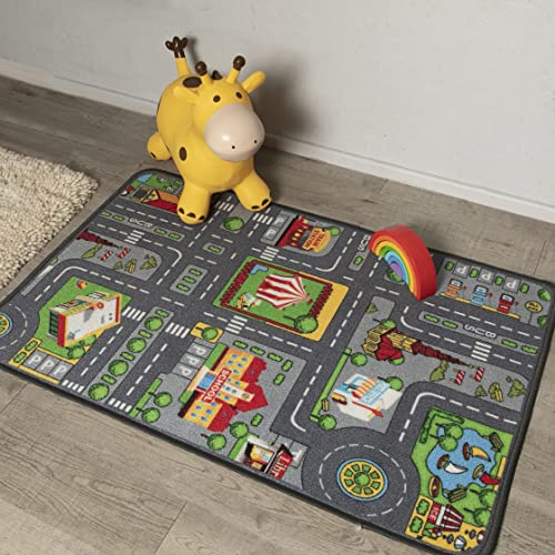 ED Roseley Children's Kids Boys Girls City Town Car Toy Vehicles Road Interactive Activity Playroom Playmat Carpet Rug for Toddlers Floor Play Nursery Room (95 x 133 CM (3'1 x 4'4))