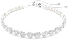 Swarovski Ariana Grande x Girocollo Tennis, Gioiello con Pavé di Cristalli Cry e Crystal Pearls, Forma a Cuore, Chiusura a Scorrimento, Placcatura in Tonalitŕ Rodio, 30-44 cm, 1 cm