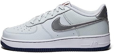 Nike Air Force 1 (GS), niedrige Turnschuhe für Kinder und Jugendliche, Pure Platinum Metallic Silver 004, 38.5 EU