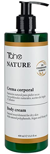 Tahe Nature Crema corporal nutritiva para pieles secas con Polilfenoles naturales, Aceite de Argán y Aceite de Cáñamo (400 ml (Paquete de 1))