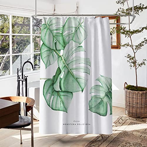 Hoisy Duschvorhänge für Badewannen, Textil Duschvorhang Blätter Grün Größe 120X200CM Schnell Trocknend Polyestergewebe Badezimmerzubehör