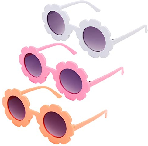 DRESHOW Kids Sunglasses Round Flower Glasses for Girls Boys Outdoor Beach Holiday Cute Eyewear Party Accessories
