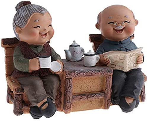 INVEES Statua di vecchia coppia di statuette con nonno e nonna, idea regalo per compleanno, anniversario