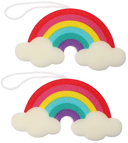 LALAFINA 2stücke Körperwäscher Aus Weichem Schwammmaterial Regenbogendesign Für Junge Mädchen Sanftes Peeling Und Verbesserte Schaumbildung Tragbar Und Leicht Für Unterwegs