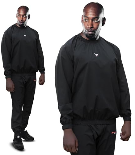 Mytra Fusion tenue de sudation Ultra Lightweight sudation homme & femme 100% imperméable et coupe-vent vêtements de sudation pour Weight Loss for Exercise, Boxing, MMA and Gym Training (Black, XL)