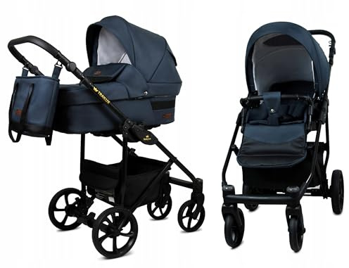 BabyLux® Carrito de Bebé Sistema de Viaje Set 2 en 1 - Trailux - Antracyt - incl. Capazo, Silla de Paseo - Cochecito - Bolso cambiador, Cubierta para la lluvia, Mosquitera, Portavasos etc.