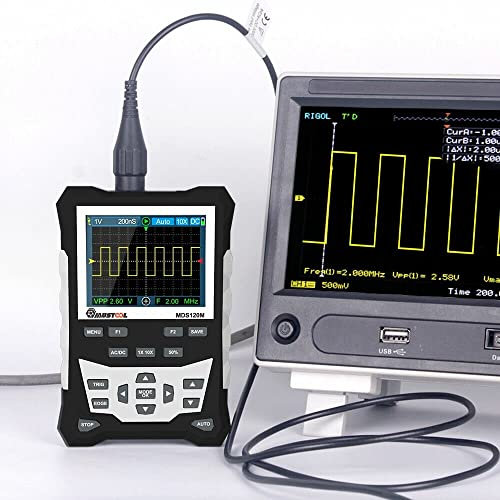 Osciloscopio digital profesional MDS120M 120MHz Ancho de banda analógico 500MS/s Frecuencia de muestreo 320x240 Pantalla LCD Soporte Almacenamiento de Forma de Onda con Retroiluminación