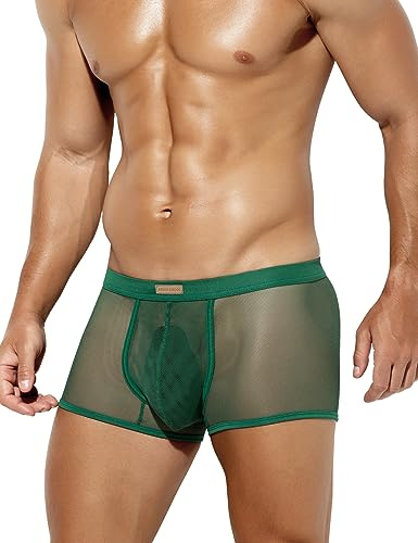 Casey Kevin Boxershorts Herren Unterwäsche Durchsichtige Männer Reizwäsche | Unterhosen Mesh Boxers 3cm Breiter Bund Leichte Passform S-3XL