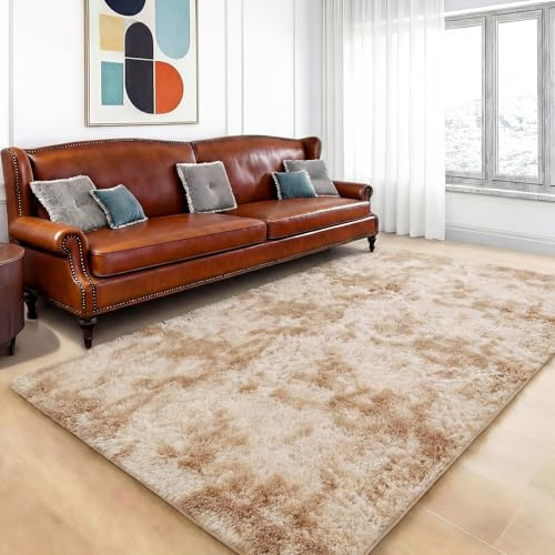 QUINZI Weiche Teppich 180x270 Hochflorteppiche Moderne Flauschige Teppich Schlafzimmer Wohnzimmer Kinderzimmer Zottelteppiche rutschfeste teppiche（Khaki）