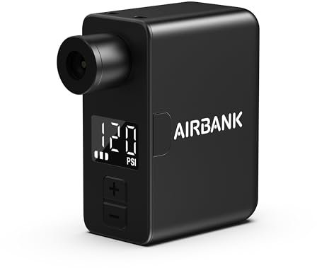 AIRBANK Elektrische Fahrradpumpe Pocket PRO, 120PSI Mini Bike Inflator, kabellose Fahrradpumpe mit wiederaufladbarem Akku für Shrader- und Presta-Ventile