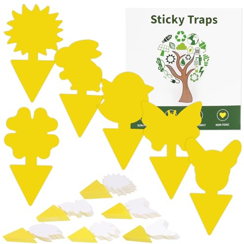 60 Stück Trauermücken Bekämpfen,Gelbsticker Trauermücken,Gelbtafeln Klebefallen Gegen Trauermücken für die Zimmerpflanzen,Fliegenfalle Blumentopf,Sicher,Geruchlos,für den Innen-Außenbereich