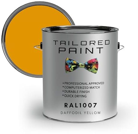 Tailored Paint uPVC Window & Door 1K Paint Brush or Spray On - Satin Finish - RAL1007, Daffodil Yellow - 2500ml (2.5L) Tin