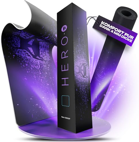 BEASTCOM Hero X2000P Gaming Mousepad Purple -XL Mauspad (900x400mm) rutschfeste Gummibasis, Leichtes Gleiten, Umweltfreundliche Materialien, Nahtlose Kanten - Schreibtischunterlage