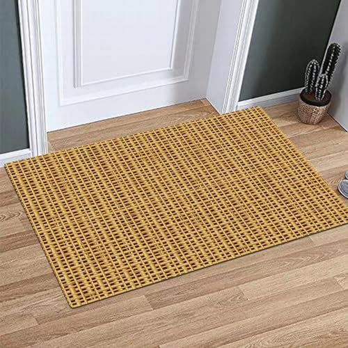 OHAGS Tappeto da Bagno Antiscivolo,Tappeto Doccia in Microfibra,Design con motivo a motivo di bambù in vimini rotang di paglia beige di canna in rattan,Tappetino Bagno Lavabili in Lavatrice,40x60 CM