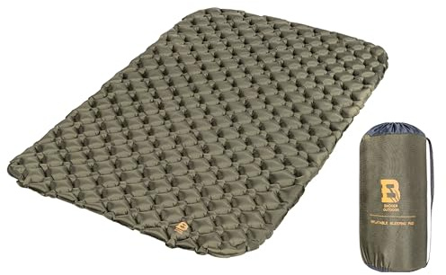 Badger outdoor Doppelmatratze 186x116cm Olive | Ultraleichte Faltbare Isomatte für Camping, Wasserfestes Sitzkissen Outdoor, Thermomatte Wandern