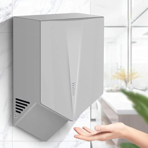 DDZJTPP Asciugamani per Bagni Commerciali, Asciugamani Elettrico da 1500W, Silenzioso, Asciuga Mani Compatto a Parete, Asciuga Mani da Bagno per Uso Domestico,Grey