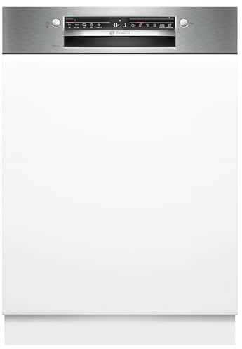 Bosch SMI2ITS09E Serie 2, Smarter Geschirrspüler Teilintegriert 60 cm, Besteckkorb, Spülmaschine mit Programmassistent, Extra Trocknen, VarioSpeed, Extrem Leise, Höhenverstellbarer Oberkorb, Edelstahl