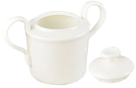 Barattolo Zucchero Caffè in Ceramica Bianca con Coperchio, Doppie Maniglie